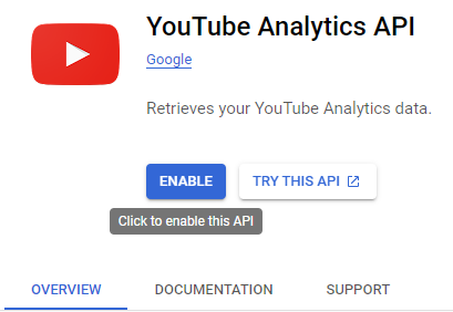 enable youtube analytics api